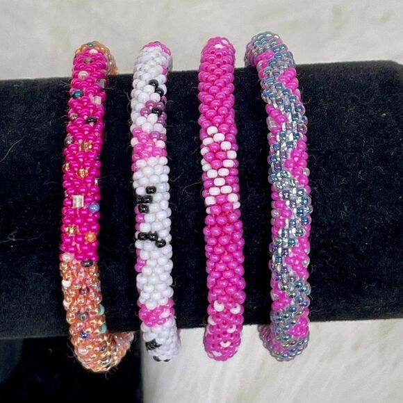 ALL PROFITS TO CHARITY! HAND CRAFTED in Nepal Beaded Bracelets (set of 4) #682 - Picture 5 of 5